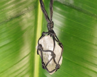 Quartz Crystal Rough Mineral Stone Brazilian Crystal Healing Macrame Wrapped Necklace Protection Gift Accessories