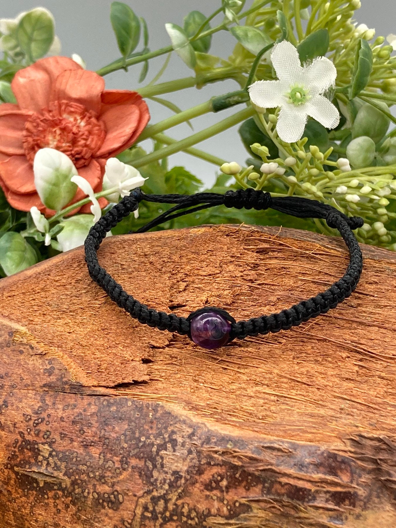 アメジストクリスタルビーズブレスレットハンドメイド - Etsy 日本
