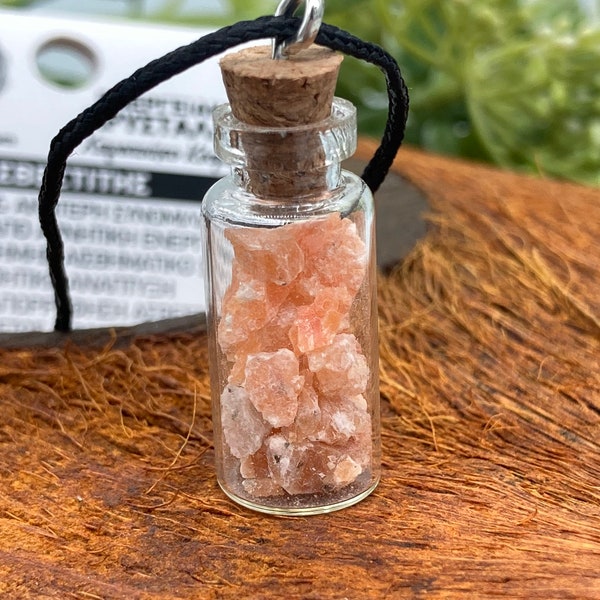 Orange Calcite Crystal Chips Bottle Necklace