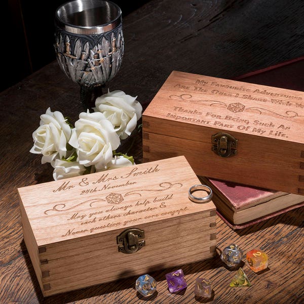 Large Wedding Personalised Dice Box, Pathfinder, Dungeons and Dragons, Dice Box, Geek Gift, Dnd Present, Vow Wedding, Best man dice box, d20