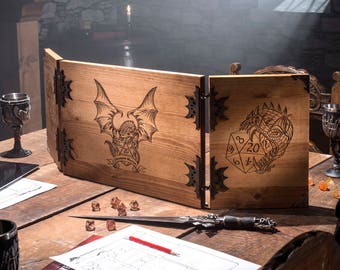 Wooden Dungeon Master Screen with built in Tracker and Tokens, RPG Games, Table Top Games, Dungeons and Dragons, Screen, Dice Games,