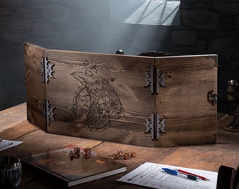 Dice Raven Wooden Game Dungeon Master Screen - Now includes built in tracker & tokens Dungeons and Dragons, Screen, Dice Games,