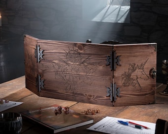Fae and Unicorn Wooden Game Dungeon Master Screen - Now includes built in tracker & tokens, Dungeons and Dragons, Screen, Dice Games,