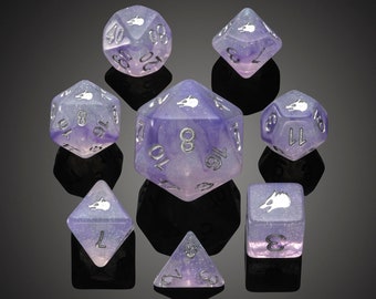 Dice Arctic Wolf Set, Dungeons and Dragons, Pathfinder, D20, Geek Gift, Clear Dice, Dice Collectors