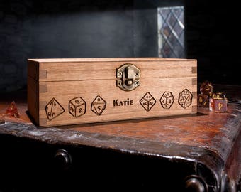 Add Custom Text/Name to the front of my Dice Box - to be purchased along with a box from our selection