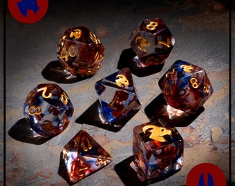 Dice RPG Set of 7 'Spirit Of' Goat Dice , Dungeons and Dragons, Board Games, D20, Geek Gift, Clear Dice, Dice Collectors, animal dice