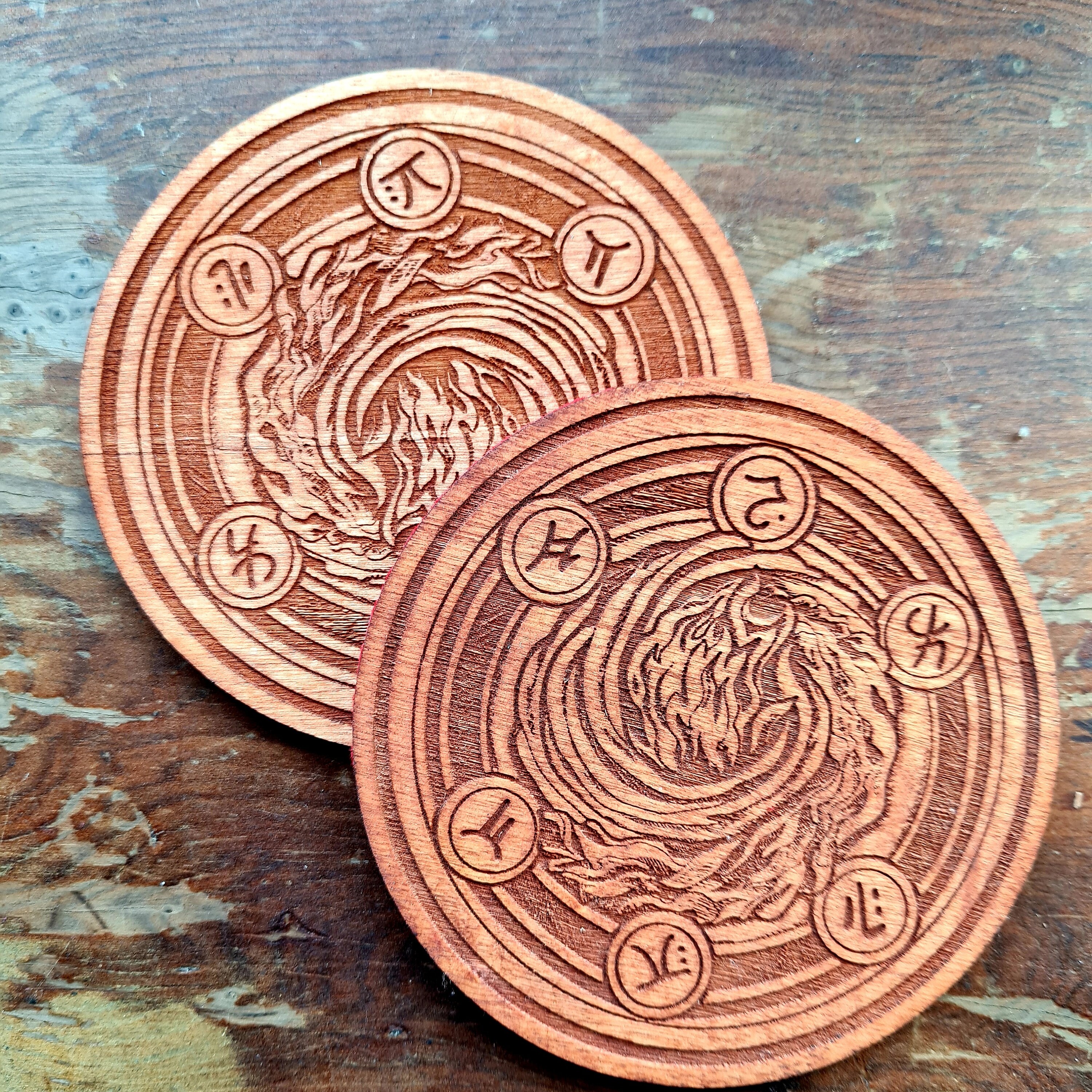Set of 2 Fantasy Coasters, Pathfinder Drink Coasters, Wooden Coasters, Game  Coasters, Dragon Lovers Gift, Engraved Coasters 