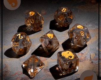 Dice RPG Set of 7 'Spirit Of' Elephant Dice , Dungeons and Dragons, Board Games, D20, Geek Gift, Clear Dice, Dice Collectors, animal dice