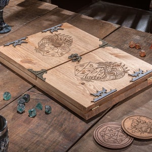 Wooden Dungeon Master Screen with built in Tracker and Tokens, RPG Games, Table Top Games, Dungeons and Dragons, Screen, Dice Games, image 3