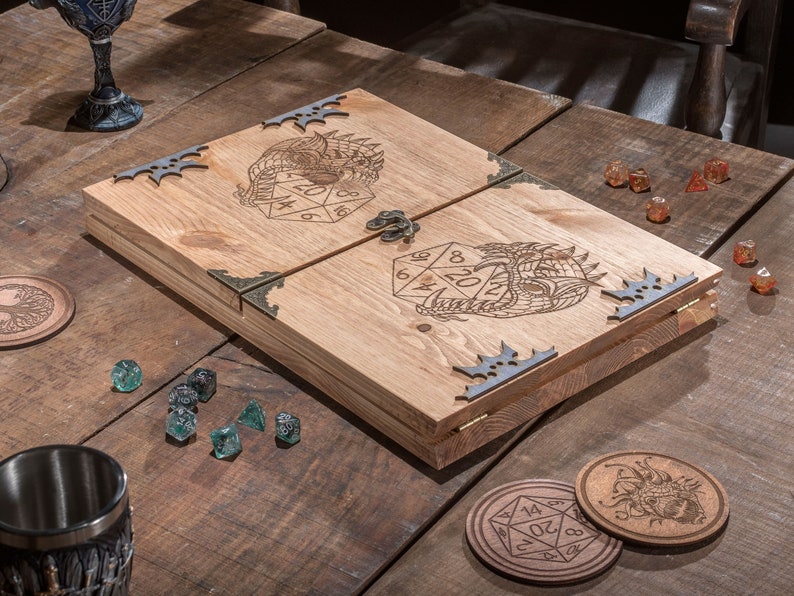 Wooden Dungeon Master Screen with built in Tracker and Tokens, RPG Games, Table Top Games, Dungeons and Dragons, Screen, Dice Games, image 3