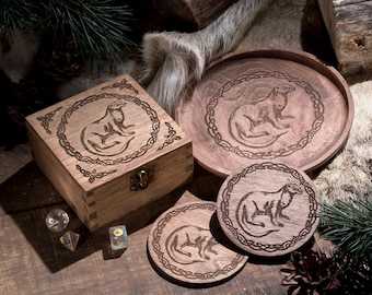 Otter Wooden Box, Bowl, Coasters, Woodland gifts, bear lover, Dice Box, RPG, Animal Box, Wooden Gift Personalised.