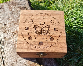 Butterfly Moon Box, storage box, wooden box , RPG, Dice Box, Keepsake Box, Memory Box, Wooden Box, Home Decor