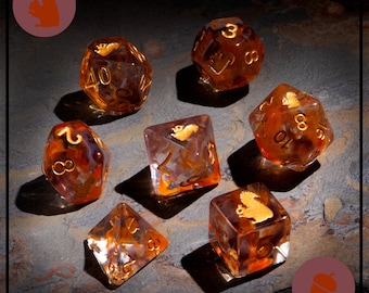 Dice RPG Set of 7 'Spirit Of' Squirrel Dice , Dungeons and Dragons, Board Games, D20, Geek Gift, Clear Dice, Dice Collectors, animal dice