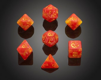 Dice RPG Set of 7 'Spirit Of' Pheonix Dice -SERIES 3, Dungeons and Dragons, Pathfinder, Board Games, D20, Clear Dice, Dice Collectors