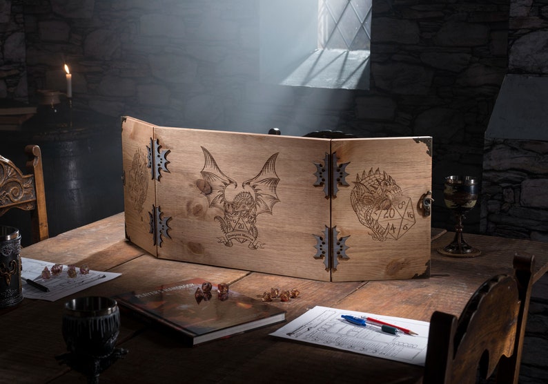 Wooden Dungeon Master Screen with built in Tracker and Tokens, RPG Games, Table Top Games, Dungeons and Dragons, Screen, Dice Games, image 2