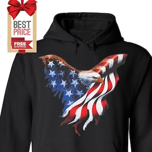 Patriotic Gifts, American Eagle, US Flag Sweatshirts, 4th of July Sweatshirts,  American Flag Unisex Hoodie, Veteran Gift, Free Shipping