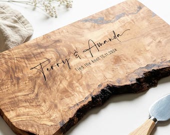 Personalised Rustic Olive Wood Cutting, Chopping & Cheeseboard | Personalized Birthday, New Home and Wedding Anniversary Gift