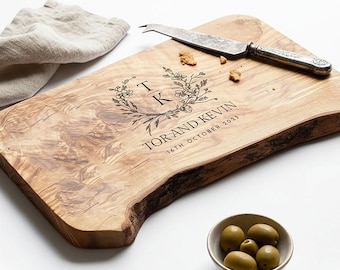 Personalized Rustic Custom Charcuterie & Cheese Board | Unique Wedding and Anniversary Gift | Personalised Cutting Board for Couples