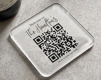 Personalised Wifi QR Code Acrylic Coaster | Coffee | Wine | Tea | Birthday Gift | Gift | Personalized | Whiskey | Gin