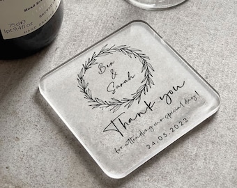 Personalised Wedding Favour Acrylic Coaster | Favor | Gift | Personalized | Thank You | Wedding Decor