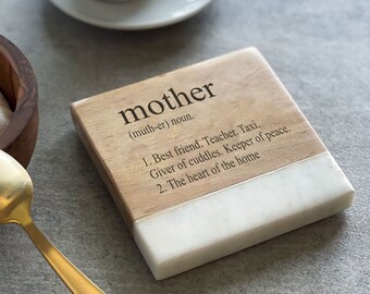 Mother Definition Engraved Marble Coaster (Inc Gift Box) | Gift for Mum | Best Mum | Mothers Day Gift | Gifts for Her