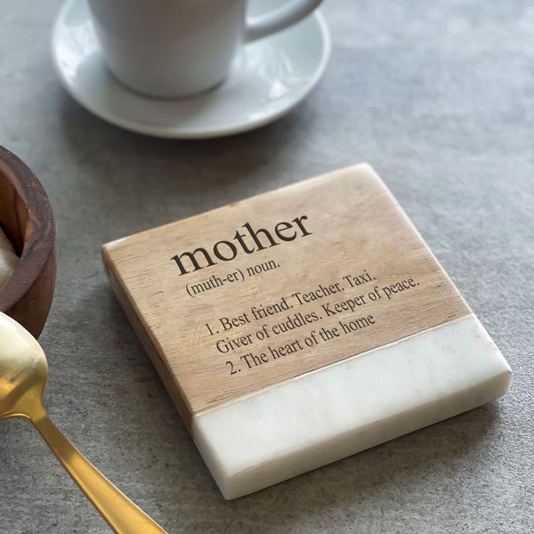 Mother Definition Engraved Marble Coaster (Inc Gift Box) | Gift for Mum | Best Mum | Mothers Day Gift | Gifts for Her