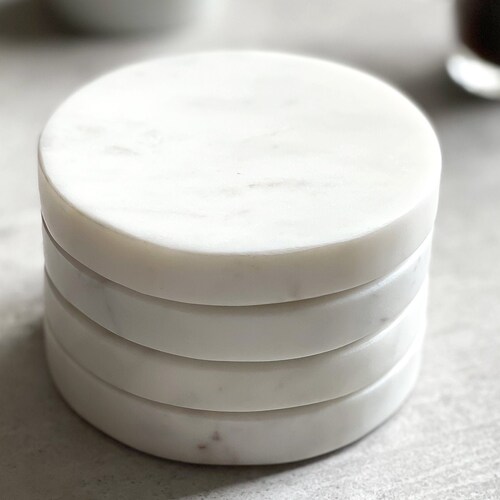 Set of 4 Contemporary Marble Coasters With Brass Detailing Etsy UK