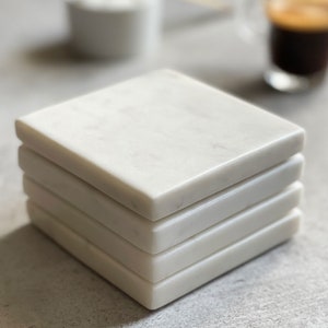 Square Marble Coasters | Handmade | Coffee Coasters | Tea | Contemporary Homeware | Marble | Prosecco | Wine | Natural Stone