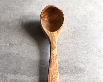 Traditional Olive Wood Ladle | Rustic Wooden Ladle | Kitchen Utensil | Soup | Casserole | Stew | Chilli | Scoop | Two Sizes