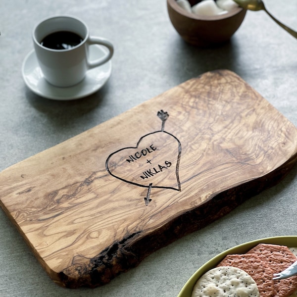 Personalized Carved Heart Cheese Board | Personalized Cheeseboard | Personalised Chopping Board | Unique Wedding Gift | Engagement