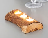 Rustic Wooden Tea Light Holder - holding 3, 5 or 7 tealight candles Rustic Centerpiece Wooden Tealight Holder Wooden Candle Holder