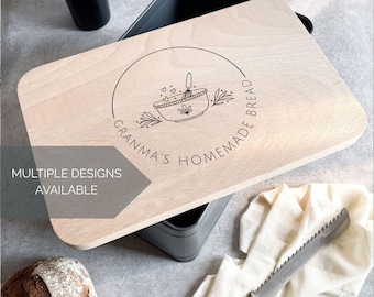 Personalised Bread Bin with Wooden Lid – Custom Home Bakery Designs, Gift for Grandma, Mum, Bakers – for Bread, Cupcakes, Biscuits and Bakes