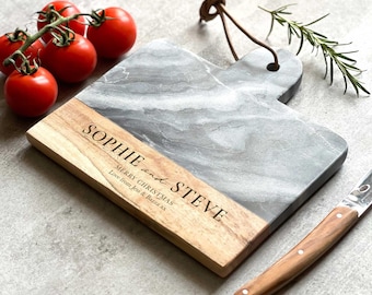 Personalised Marble and Wood Cheese Board | Custom Christmas, Wedding & Birthday Gift
