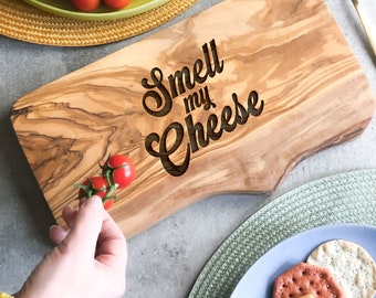 Rustic 'Smell My Cheese' Engraved Cheeseboard | Birthday Gift | Hew Home | Cheese Lovers | Wedding Gifts for Couples | Unique Gifts