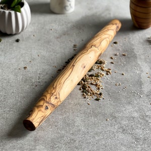 Traditional or French Style Handmade Olive Wood Rolling Pin | Gifts for Home Chefs & Bakers