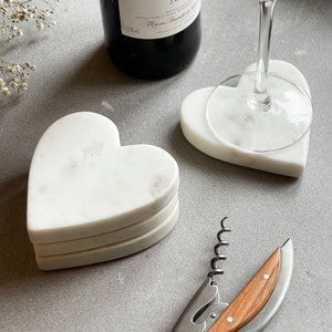 Set of Marble Heart Coasters | Heart Shaped | White Marble | White Marble Coasters | Christmas Gift | Whisky | Tea | Heart Gifts