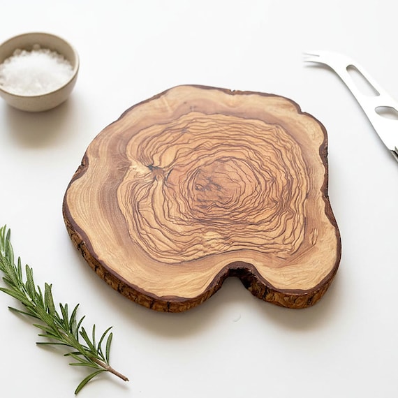 Rustic Olive Wood Cheese Board, Small Serving Board for Cheese, Bread or Kitchen Gifting