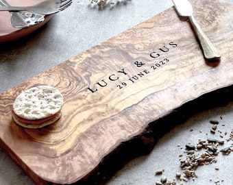 Personalized Rustic Olive Wood Cutting Board | New Home Gift | Personalised | Anniversary | Cheeseboard | Birthday | Unique | Wedding Gift