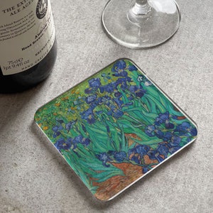 Set of 4 Van Gogh Art Acrylic Coasters The Starry Night Desk Accessories Gifts for Dad Art Lover Gifts Irises image 6