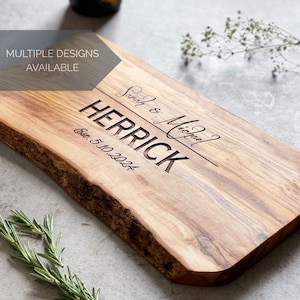 Personalised Custom Rustic Olive Wood Cheese, Cutting, Chopping Board | 5th Anniversary, Birthday, Wedding & New Home Gift - Tariff Free