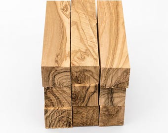 Raw Olive Wood Knife Handle Blank, 120mm x 40mm x 40mm, Wood Turning & Carving Block, Figured Olive Wood Craft Blank