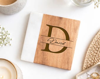 Personalised Monogram Drinks Wood Coaster (Inc Gift Box) | Custom Birthday Gift for Friends, Couples and Colleagues