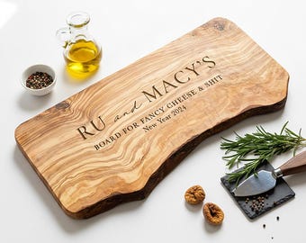 Personalised Olive Wood Chopping, Cheese or Charcuterie Board | Personalized 5th Wood Anniversary, Wedding, Birthday and New Home Gift