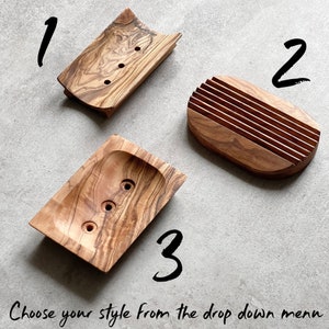Natural handmade soap dishes made from olive wood.