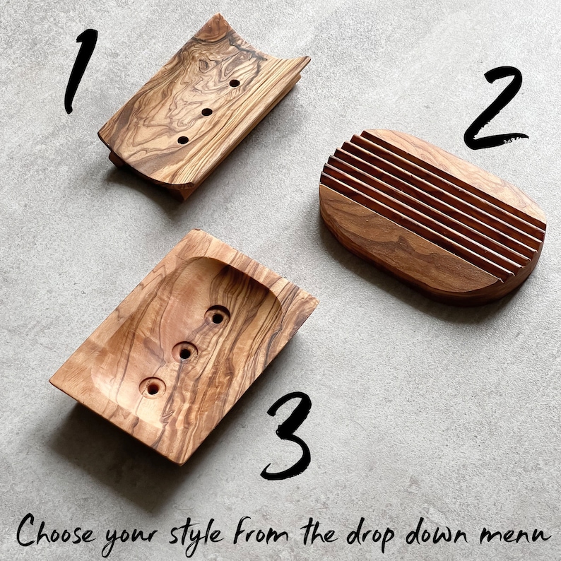 Natural handmade soap dishes made from olive wood.