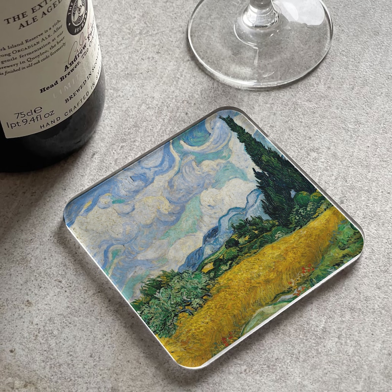 Set of 4 Van Gogh Art Acrylic Coasters The Starry Night Desk Accessories Gifts for Dad Art Lover Gifts Irises image 4