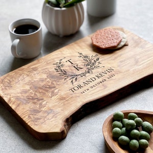 Personalized Rustic Custom Charcuterie & Cheese Board | Unique Wedding and Anniversary Gift | Personalised Cutting Board for Couples