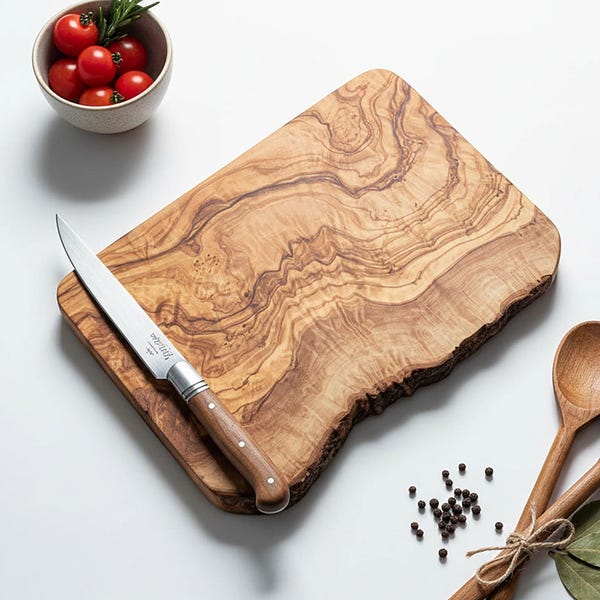 Rustic Olive Wood Cutting, Chopping, Cheese Board | Rustic and Organic Cheeseboard | Sustainable, No Plastic, Glue or Chemicals
