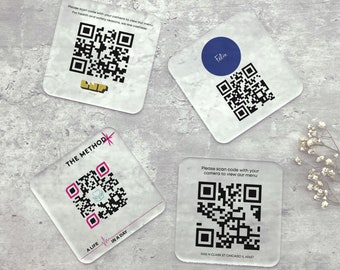 Your Own QR Code & Logo Printed Acrylic Coaster, Wedding Logo, Company, Event, Family, Vacation, Keepsake, Promotional Coasters, Client