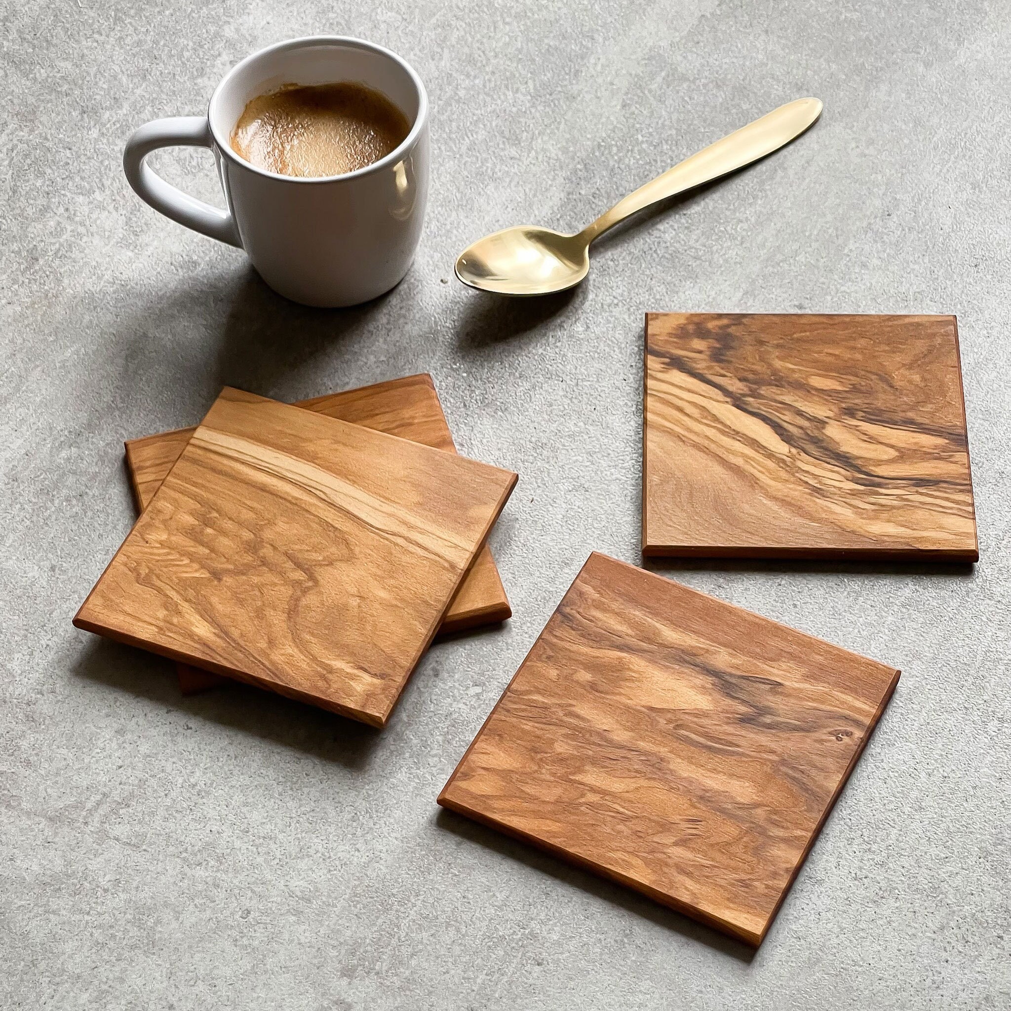 Olive Wood Coaster Set